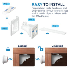 Baby Proof Me 3100 Gauss magnets provide strong latching for cabinets
