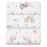 BABY SHOWER CHOCOLATE muslin blankets 3pc set stacked, soft and breathable for newborns.