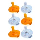 Baby Shusher Shushie pacifier in orange and clear colors for newborn comfort.