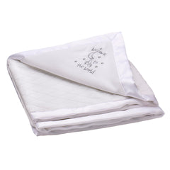 Baby Starters Little Me blanket with Welcome to The World embroidery; plush texture ideal for nursery snuggling.