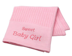 Baby Starters pink cotton knit blanket with soft texture for gentle baby skin.