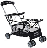 Baby Trend Snap-N-Go Double Stroller front view highlighting compact design and ease of use.