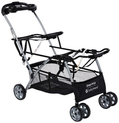 Baby Trend Snap-N-Go Double Stroller front view highlighting compact design and ease of use.