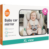 Baby Uma Baby Car Mirror backseat view for easy rear-facing infant monitoring.