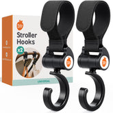 Baby Uma stroller hooks with 360° swivel neck for flexible on-the-go storage