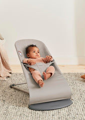 BabyBjörn Bouncer Bliss 3D Jersey fabric close-up shows soft, breathable texture for cozy naps.