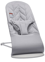 BabyBjörn Bouncer Bliss cotton cover close-up shows soft fabric for comfort.