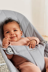 Soft mesh fabric on BabyBjörn Bouncer Bliss enhances airflow for comfort.