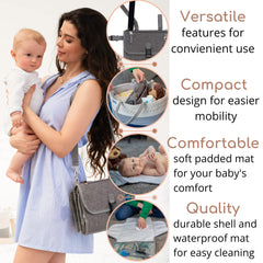 Babybund shoulder strap attachment enables easy carry on stroller or wrist.