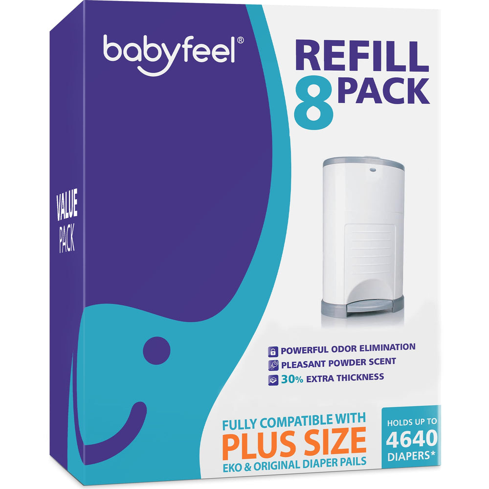 Babyfeel Dekor Plus refills for diaper pail front view, easy compatibility with DEKOR PLUS.
