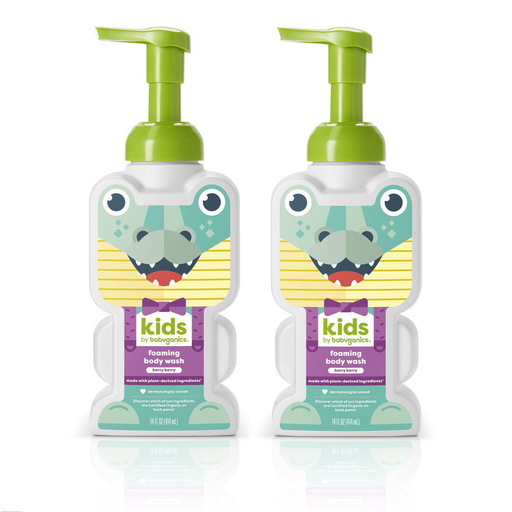 BabyGanics Berry Berry foaming body wash bottle pour for tear-free bath time