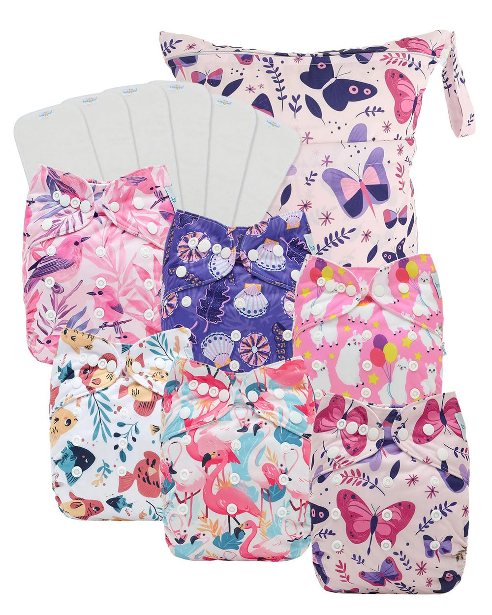 Babygoal cloth diaper 6-pack with adjustable fit for growing babies