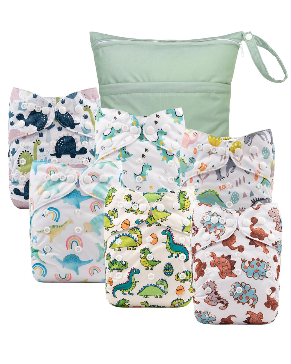 Babygoal cloth diaper covers 6-pack displayed; adjustable sizing for growing babies.