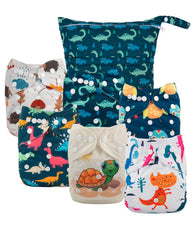 babygoal cloth diaper covers 6-pack with adjustable snaps for growing babies