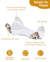 Babygoal adjustable snap closures demonstrate a snug fit as baby grows.