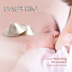 BABYHIG nickel-free silver cups protect sensitive skin during nursing.