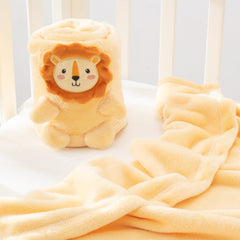 Babyhuggle tiger foldable blanket offers breathable warmth for on-the-go naps.