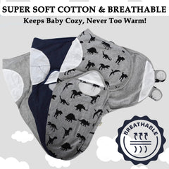 BABYKINZ 3-pack flat lay with Dino designs for versatile newborn outfits.