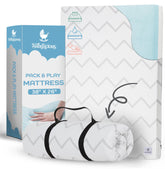 Babylicious waterproof pack and play mattress pad roll-up design for travel and cleanup.