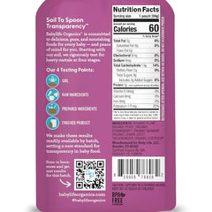 Babylife Organics Stage 2 pouch back label shows ingredients and certifications