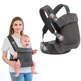 BABYPARK Baby Carrier front view in dark grey offers hands-free versatility for daily outings.