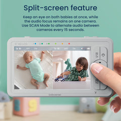 Babysense dual-camera setup with night light supports in-room soothing and visibility