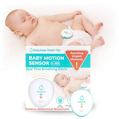 BabySmile E-202 movement monitor clipped to diaper for real-time awareness
