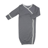 Babysoy organic newborn kimono gown with snap closure for quick diaper changes