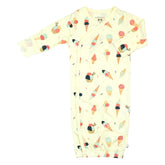 Babysoy Summer Kimono Gown in Ice Cream color with soft rayon-cotton blend for delicate infant skin.