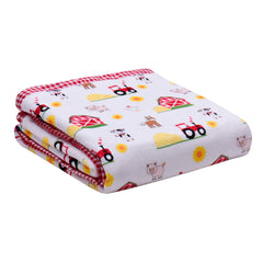 Baby Starters reversible blanket with back flannel and solid color for versatile use.