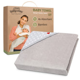 BabyToLove extra-large smart baby towel hooded keeps baby warm and dry after bath.