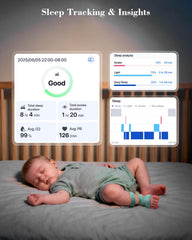 Babytone sleep-cycle reports illustrate deep versus light sleep patterns.