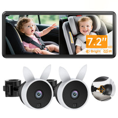 Babyvue BV3PRO split-screen display shows two rear seats for real time monitoring
