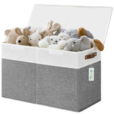 Bagnizer large toy storage box front view with lid keeps playroom tidy
