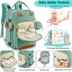 BAGPARKK diaper bag backpack green open main compartment organized storage