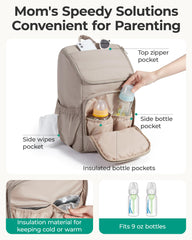bagsmart diaper bag backpack with insulated external pockets for bottles
