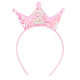 BAHABY pink glitter crown headband adds festive sparkle for photos.