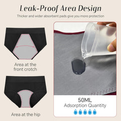 BAJISA period underwear moisture-wicking fabric in action supports quick dryness.