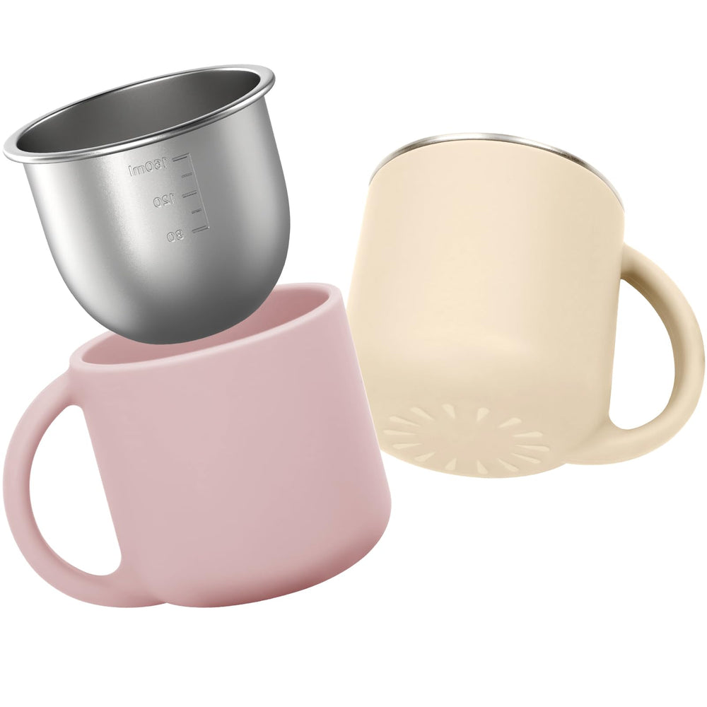 Bakpoco 2-in-1 open baby cups assembly demonstrating versatile drinking setups for beginners