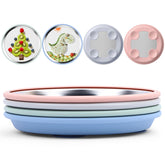 Bakpoco 8-inch stainless steel suction plate in sage helping mealtime stay neat on trays.