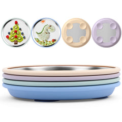 Bakpoco 8-Inch stainless steel suction plate in Sage supports easy high chair meals