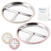 Bakpoco baby plate with suction base on a highchair tray for mess-free meals