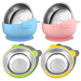 Bakpoco two-in-one stainless steel baby bowl for durable meals on the go.