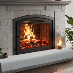 BALAPET thick memory foam fireplace mat in gray provides soft, child-friendly cushioning.