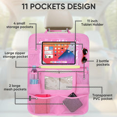 BALEINE backseat organizer with spacious pockets helps store bottles, tissues, and toys.
