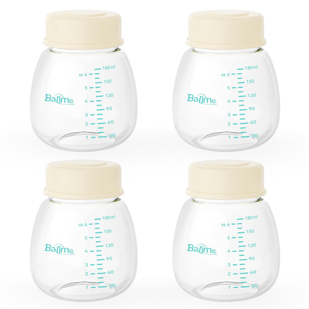BALIME 6oz milk storage bottle with pump compatibility for easy pumping.