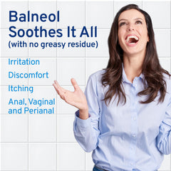 Balneol hygienic cleansing lotion silky texture indicates non-greasy moisturization for daily comfort.