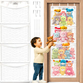 Baloudy over-door plush hammock keeps stuffed animals neatly stored and reachable.
