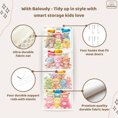 Baloudy collapsible bag for stuffed animals offers large capacity and easy visibility.