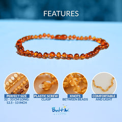 Baltic Wonder cognac baroque bead close-up highlighting warm color.